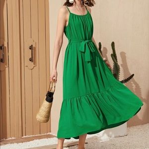 NWOT Shein green ruffle midi dress size large